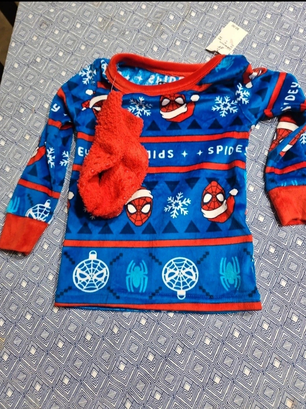 Marvel Spider-Man Holiday Long Sleeve Top - Blue & Red
